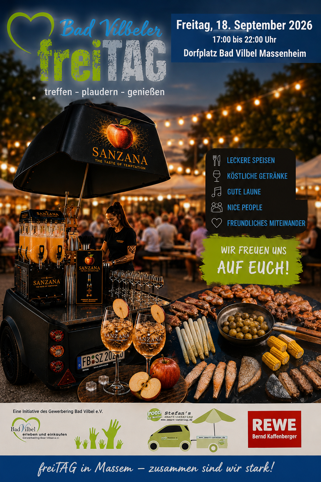 Flyer Bad Vilbeler freiTAG am 18. September 2026 mit der SANZANA Mobile Bar