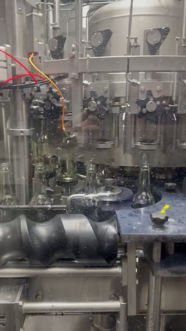Video der SANZANA Abfüllanlage mit Flaschen auf dem Rundläufer